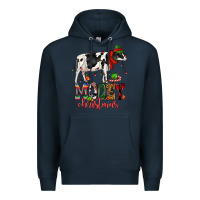 Navy mooey christmas cow Premium Hoodie - CowGirlArtShop