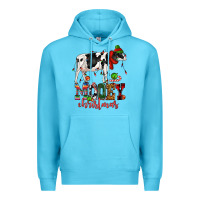 Ocean Blue mooey christmas cow Premium Hoodie - CowGirlArtShop