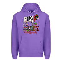 Purple mooey christmas cow Premium Hoodie - CowGirlArtShop