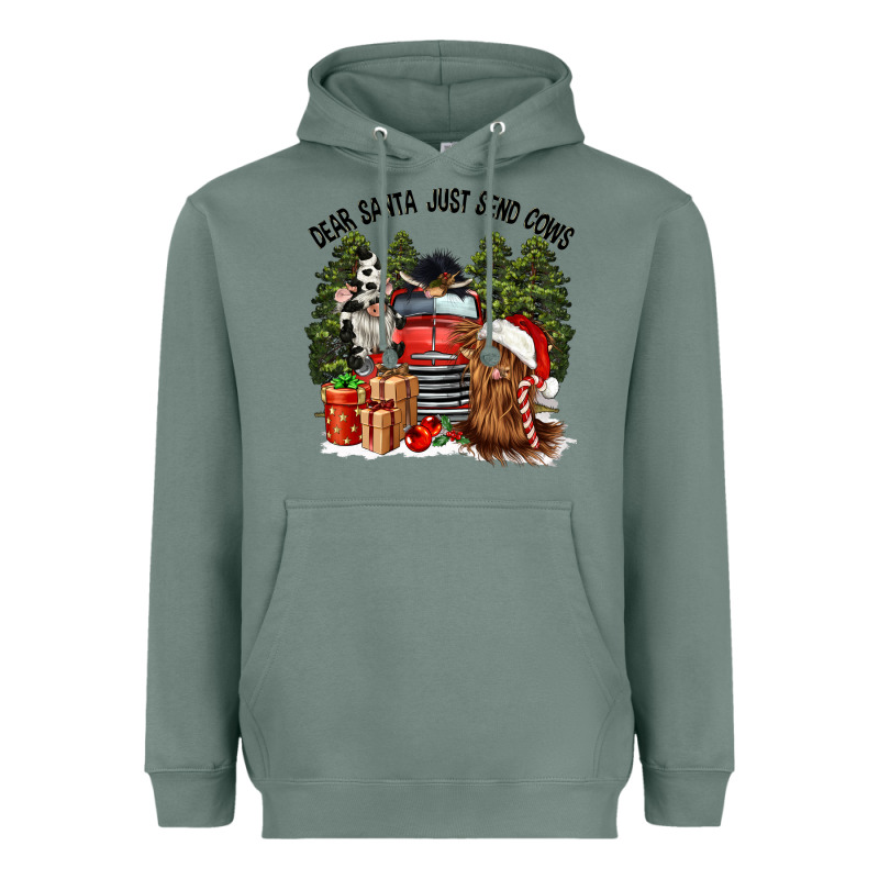 Dear Santa Just Send Cows Heavyweight Hoodie by CowGirlArtShop | Teevron