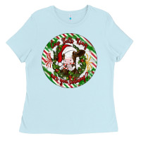 Baby Blue Christmas cow bells ring are you listening Ladies Tee - Artiststas