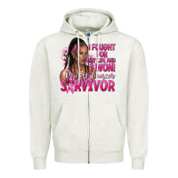 Oatmeal Heather i fought for my life and i won afro woman Zipper Hoodie - NancyCooperArtShop