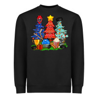Black Christmas With Ice Hockey Trees Heavyweight Sweatshirt - BundleAndBundleShop