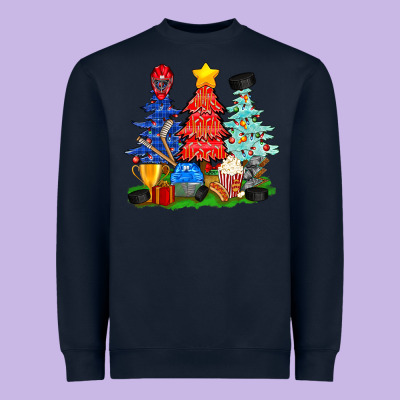 Christmas With Ice Hockey Trees Heavyweight Sweatshirt Designed By Bundleandbundleshop