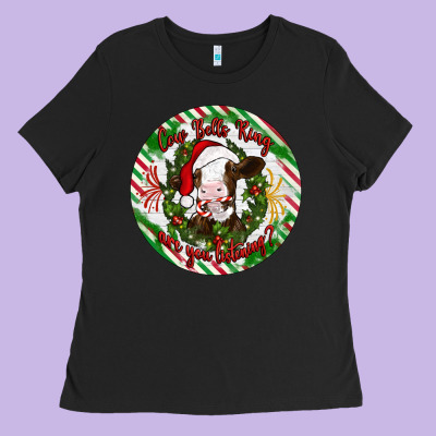 Christmas Cow Bells Ring Are You Listening Ladies Tee Designed By Artiststas