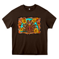 Chocolate Brown Thanksgiving Turkey Heavy Core Tee - Artiststas