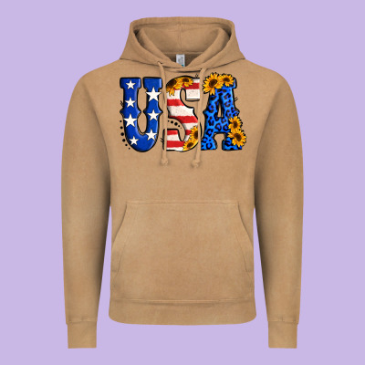 Usa Western Font Vintage Hoodie Designed By Jasminsmagicworld