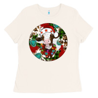 Bone Christmas cow gemstone Ladies Tee - Artiststas