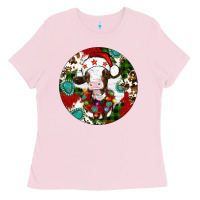 Bubblegum Pink Christmas cow gemstone Ladies Tee - Artiststas