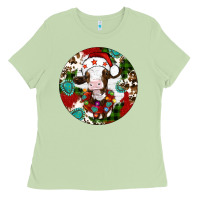 Matcha Christmas cow gemstone Ladies Tee - Artiststas