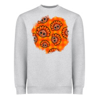 Heather Grey Thanksgiving Turkey With Tartan Patch Heavyweight Sweatshirt - BundleAndBundleShop
