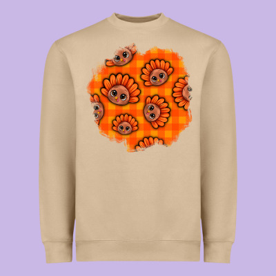 Thanksgiving Turkey With Tartan Patch Heavyweight Sweatshirt Designed By Bundleandbundleshop