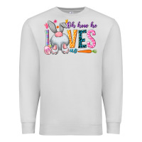 Dove Grey Oh how he loves us Easter Day Premium Sweatshirt - HowdyJamesFarm