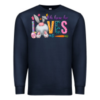 Navy Oh how he loves us Easter Day Premium Sweatshirt - HowdyJamesFarm