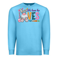 Ocean Blue Oh how he loves us Easter Day Premium Sweatshirt - HowdyJamesFarm