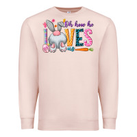 Pale Pink Oh how he loves us Easter Day Premium Sweatshirt - HowdyJamesFarm