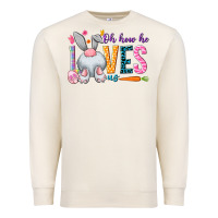 Sandshell Oh how he loves us Easter Day Premium Sweatshirt - HowdyJamesFarm