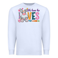 White Oh how he loves us Easter Day Premium Sweatshirt - HowdyJamesFarm