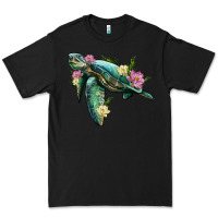 Black sea turtle with lotus Premium Tee - Artiststas