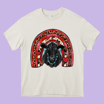 Valentines Black Angus  Rainbow Heavy Core Tee Designed By Jahusdesignshop