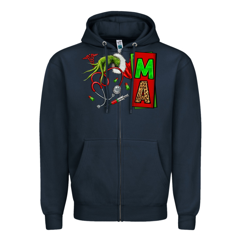 Christmas Character Nurse Zipper Hoodie by NancyCooperArtShop | Teevron