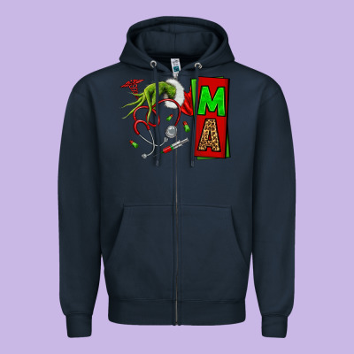 Christmas Character Nurse Zipper Hoodie Designed By Nancycooperartshop