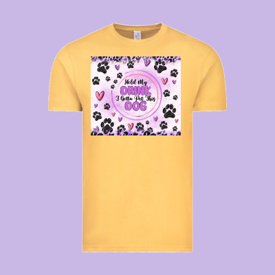 Hold My Drink I Gotta Pet This Dog Vintage Tee Designed By Maliassmallbusiness