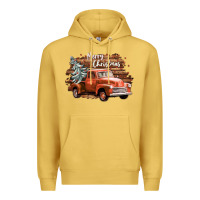 Antique Gold merry christmas truck Premium Hoodie - CowGirlArtShop