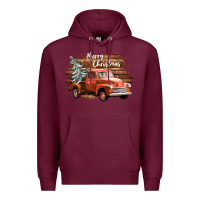 Burgundy merry christmas truck Premium Hoodie - CowGirlArtShop