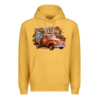 Mustard merry christmas truck Premium Hoodie - CowGirlArtShop