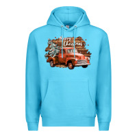 Ocean Blue merry christmas truck Premium Hoodie - CowGirlArtShop