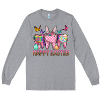 Heather Grey Happy Easter Dental And Egg Long Sleeve Tee - BundleAndBundleShop