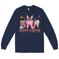 Navy Happy Easter Dental And Egg Long Sleeve Tee - BundleAndBundleShop