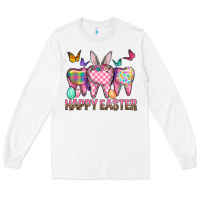 White Happy Easter Dental And Egg Long Sleeve Tee - BundleAndBundleShop