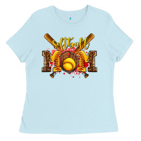 Baby Blue softball mom Ladies Tee - AdoDesignShop