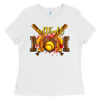 White softball mom Ladies Tee - AdoDesignShop