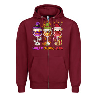 Hallothanksmas Wine Glasses Zipper Hoodie | Teevron