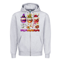 Heather Grey Hallothanksmas wine glasses Zipper Hoodie - NancyCooperArtShop