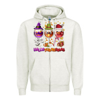 Oatmeal Heather Hallothanksmas wine glasses Zipper Hoodie - NancyCooperArtShop