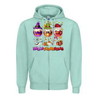 Seafoam Hallothanksmas wine glasses Zipper Hoodie - NancyCooperArtShop