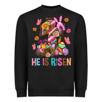 Black He Is Risen Easter Heavyweight Sweatshirt - BundleAndBundleShop