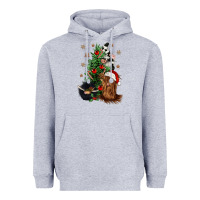 Heather Grey heifer cow gnomies christmas tree Heavyweight Hoodie - CowGirlArtShop