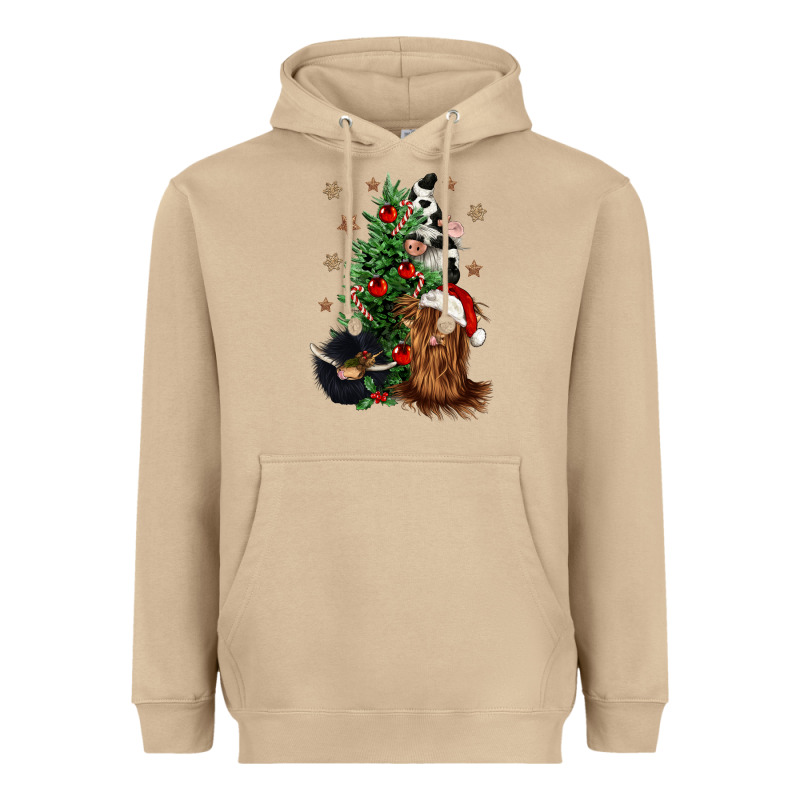 Heifer Cow Gnomies Christmas Tree Heavyweight Hoodie by CowGirlArtShop | Teevron