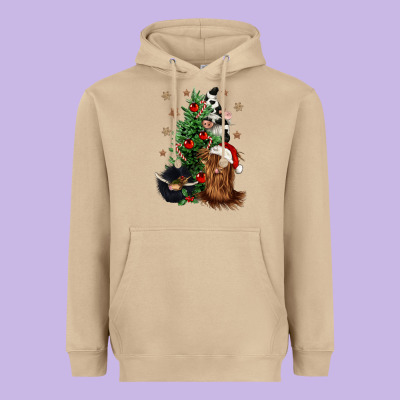 Heifer Cow Gnomies Christmas Tree Heavyweight Hoodie Designed By Cowgirlartshop