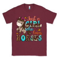 Burgundy just a girl who loves horses Classic Tee - NancyCooperArtShop