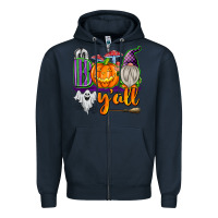 Navy Boo Y'all Zipper Hoodie - texasbilliewilder