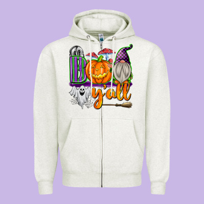 Boo Y'all Zipper Hoodie Designed By Texasbilliewilder