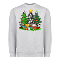 Heather Grey Christmas With Soccer Trees Heavyweight Sweatshirt - BundleAndBundleShop
