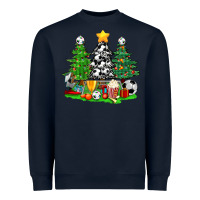 Navy Christmas With Soccer Trees Heavyweight Sweatshirt - BundleAndBundleShop
