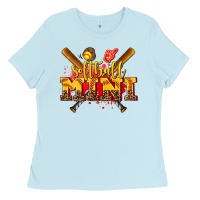 Baby Blue softball mini Ladies Tee - AdoDesignShop